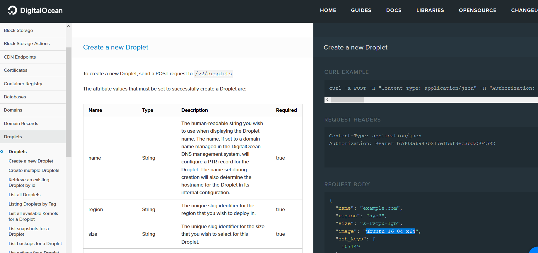Digitalocean. com droplets manager create get and del...