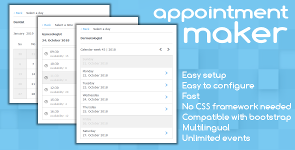 I offer the JS appointment script - jQuery Appointmen...