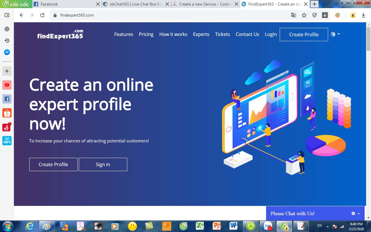 Create an online expert profile to get more customers...