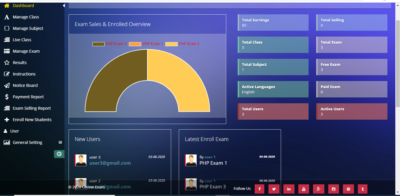 Live Classes & Examinations System in Codeigniter