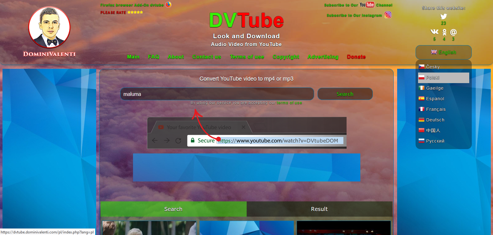 DVTube - full multi languages website for download vi...