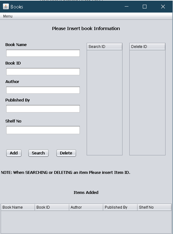 Library Management System In Java Swing