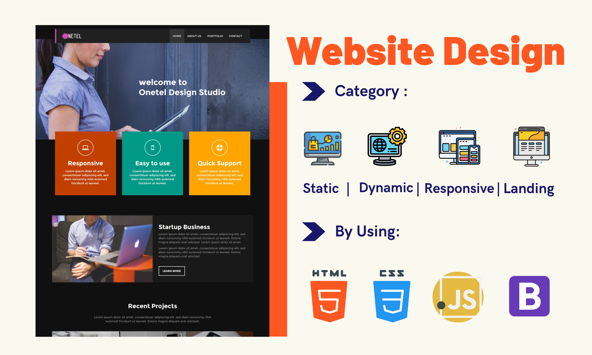 I will do web design and create modern responsive web...