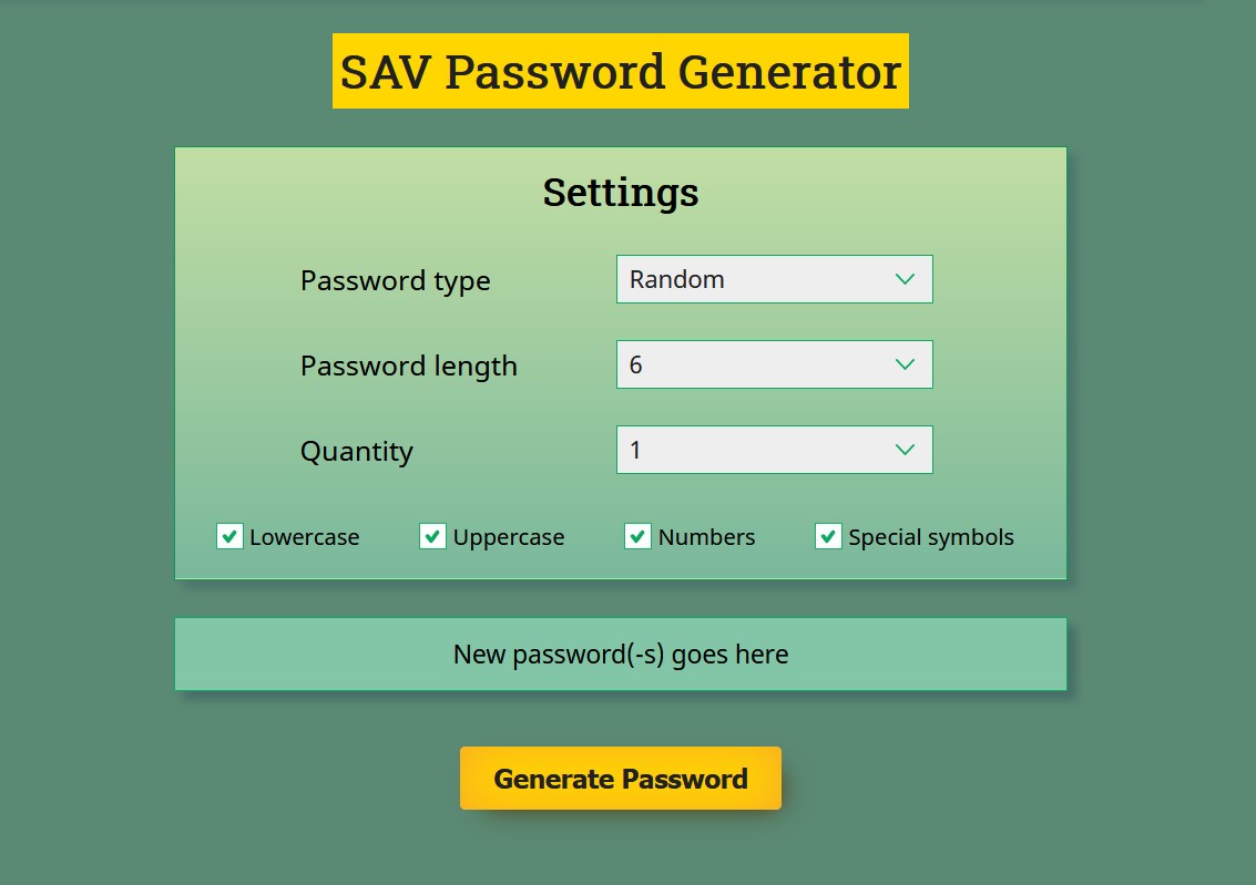 SAV Password Generator is a simple and convenient pas...