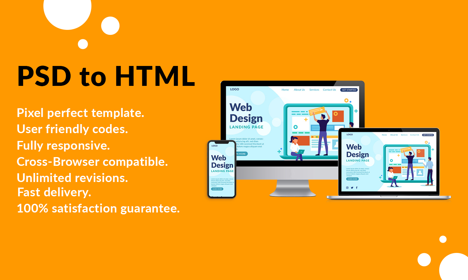 Convert any PSD to HTML, Xd to HTML, Ai to HTML ful...