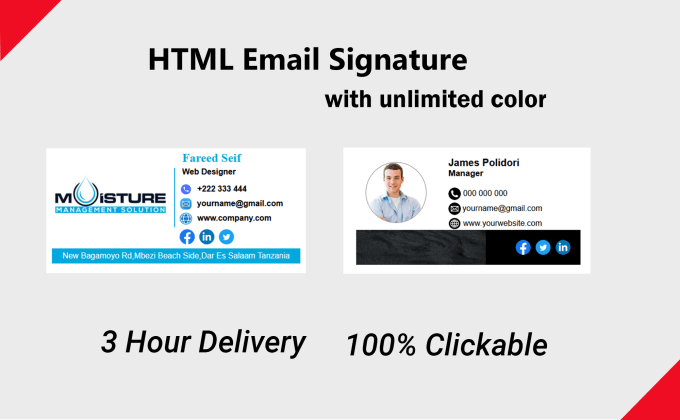 I will design professional clickable HTML email signa...
