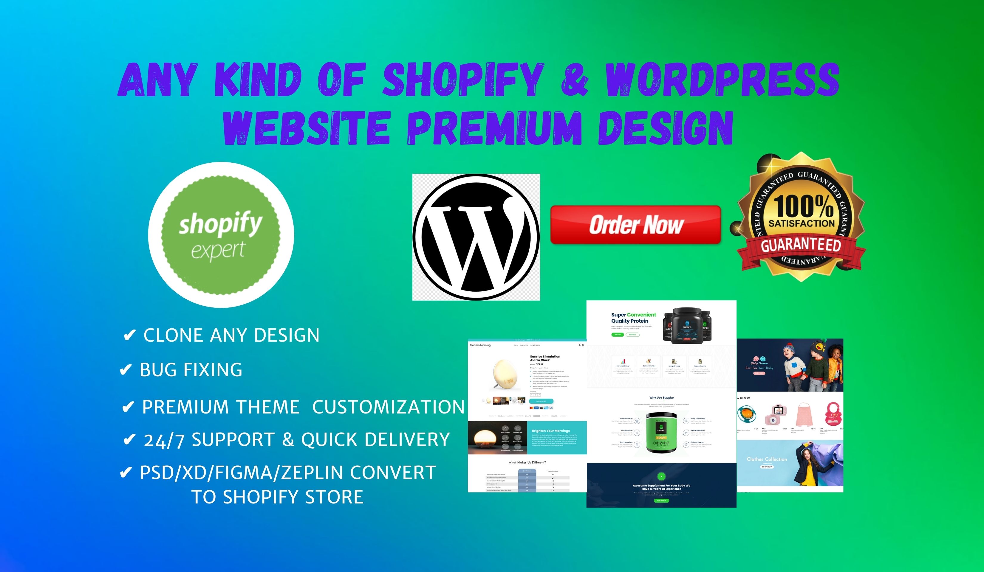 i will create premium Shopify and WordPress websites ...