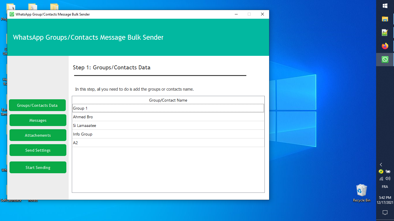 WhatsApp Groups and Contacts Bulk Sender