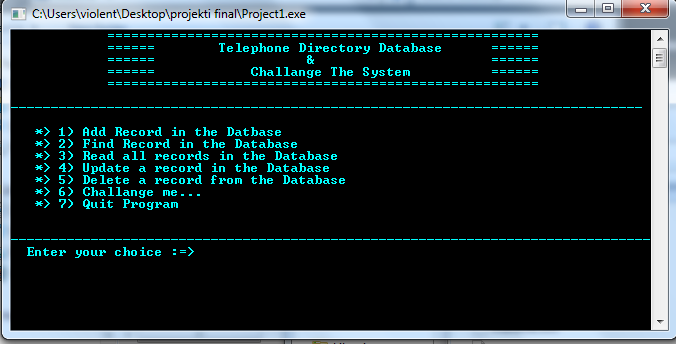 Telephone and game application in c +
