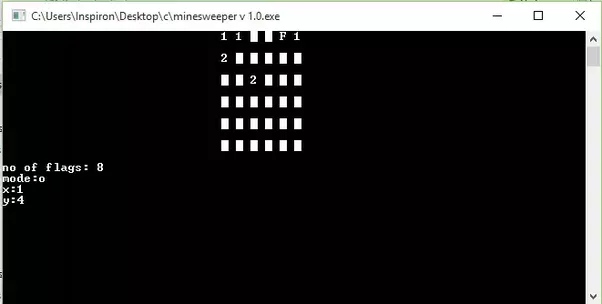 Minesweeper Game in C + on Console