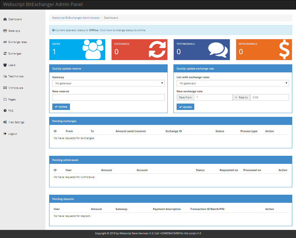 WEBSCRIPT BITEXCHANGER v1.0 Php script