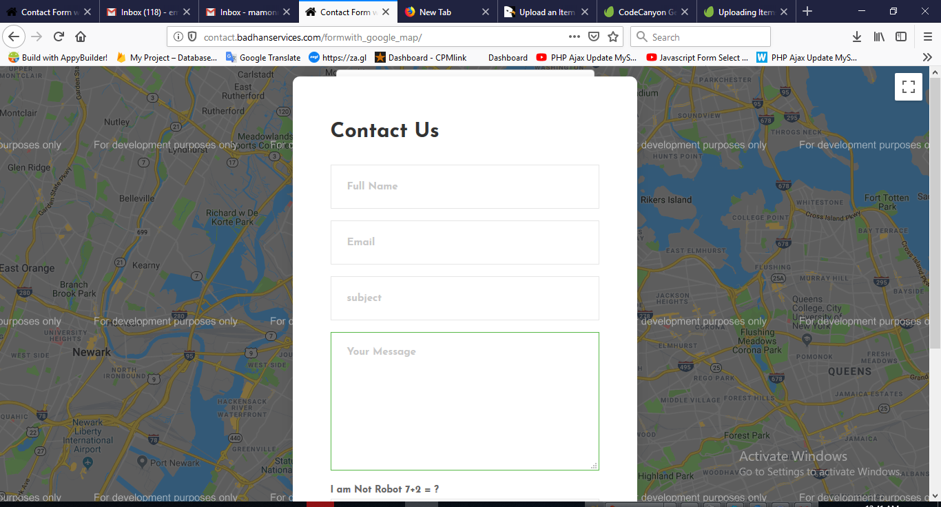 Ajax Contact Form with Google map