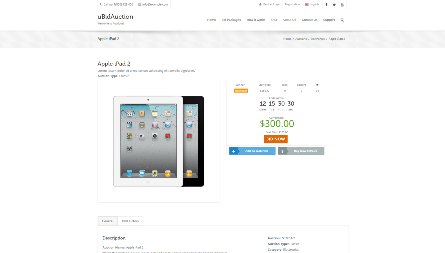 uBidAuction - PHP Classic And Bid Auctions Script