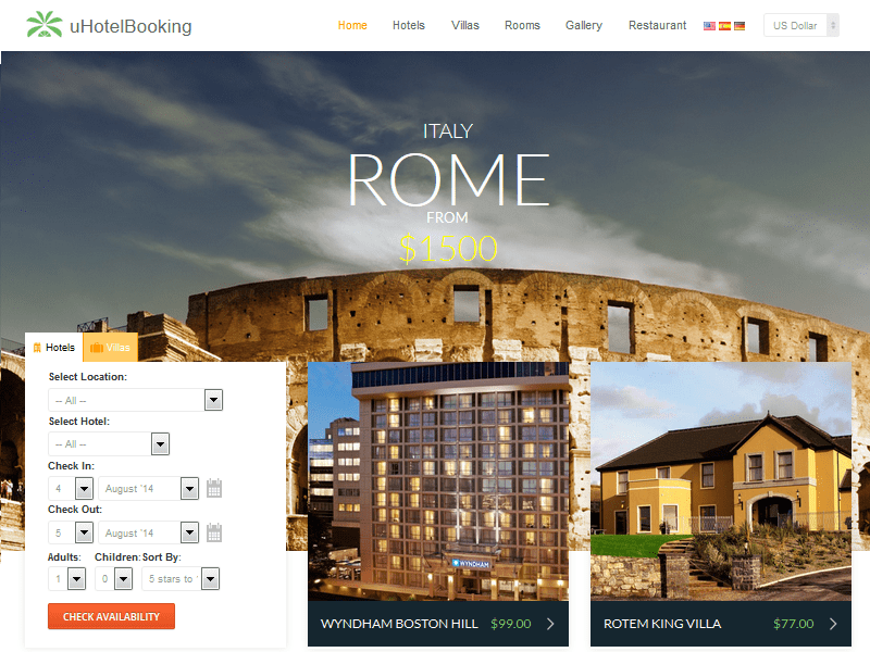 uHotelBooking - Hotel Booking and Reservation PHP Script