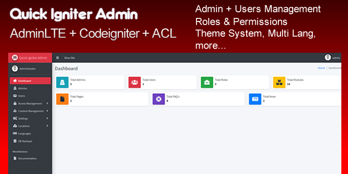 Quick Igniter Admin &ndash; CodeIgniter Admin Panel