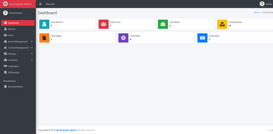 Quick Igniter Admin &ndash; CodeIgniter Admin Panel