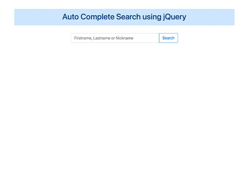 Auto Complete Search using jQuery