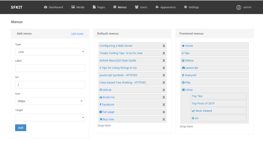 Sfkit - Flexible CMS built with Symfony 4