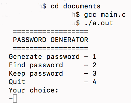 Terminal password generator and keeper
