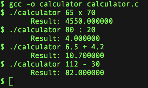 Command prompt calculator made in C