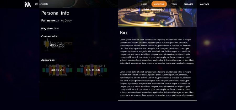 Music - Person Page Responsive Template