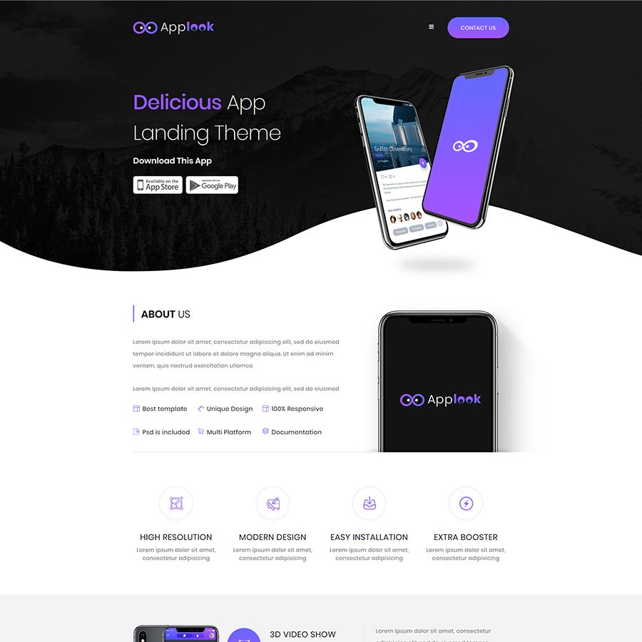 Applook - App Landing Page (Web Theme)