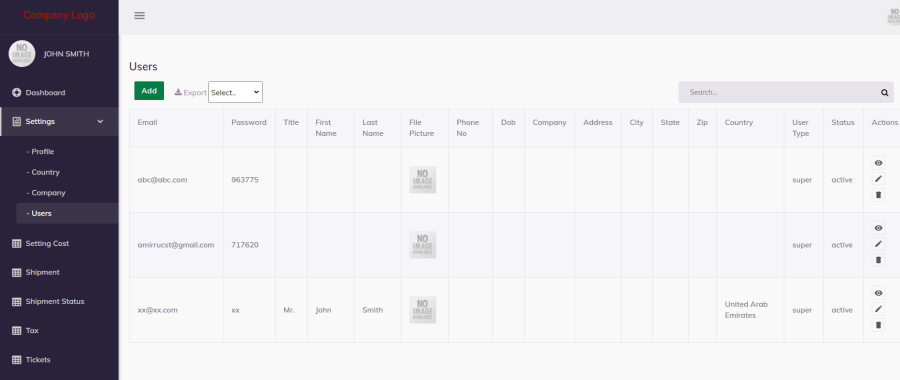 Online Courier Delivery Management System in PHP MySQL