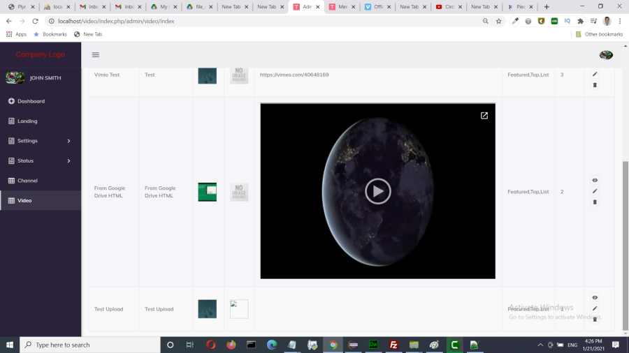 Plyr Video Player System in CodeIgniter