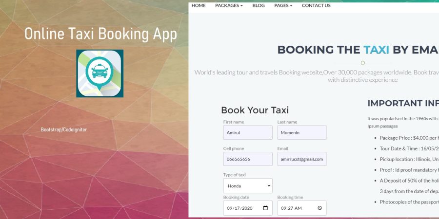 Online Taxi Booking Management System in PHP MySQL Codeigniter Framework