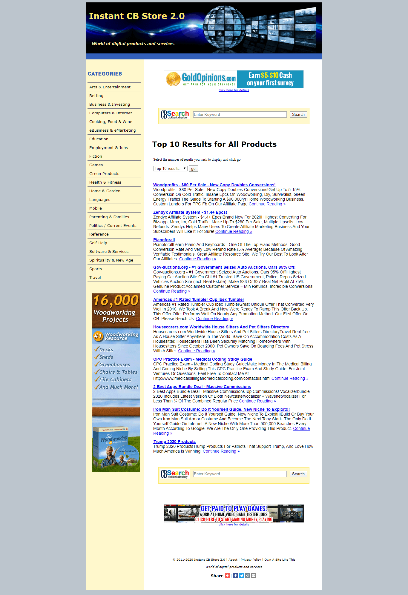 Autopilot Clickbank Affiliates Product Directory Website/Store - Earn On Autopilot 