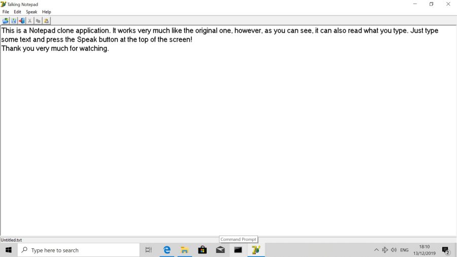 A Notepad Clone application that can clearly read out what you have written