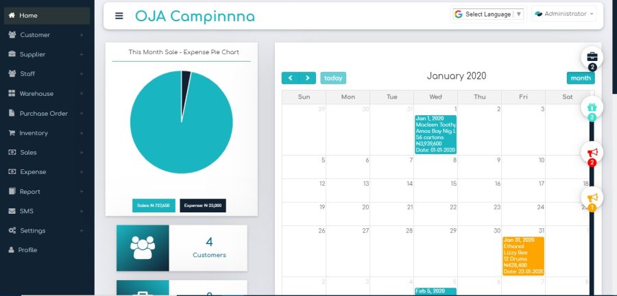 create a purchase order and inventory system 