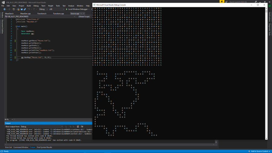Find a way in Maze using DFS algorithm | Maze Generator Included | C/C++