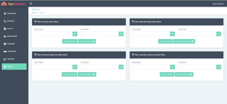 Spa Management System with manage expenses, invoices and customer