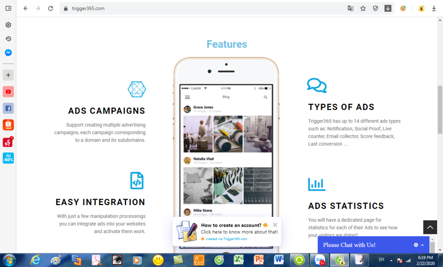 Create ads of popup for websites