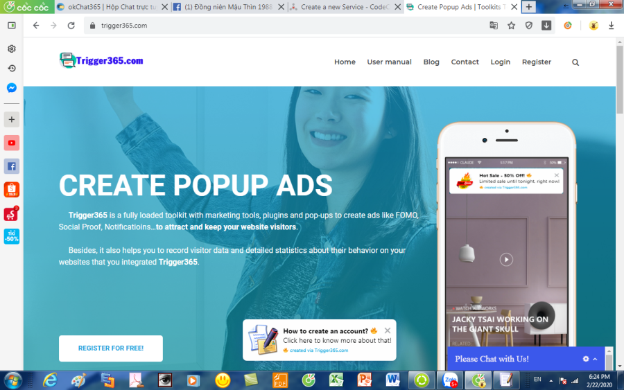 Create ads of popup for websites