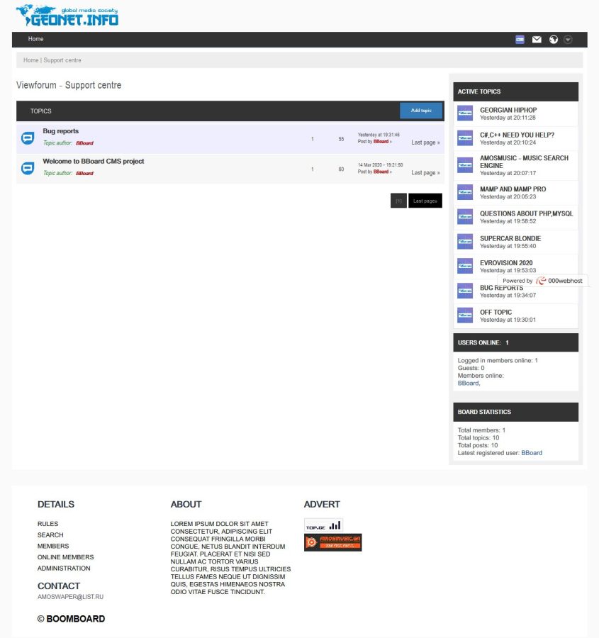 BBoard - Online forum, Discussions boom board cms sacript