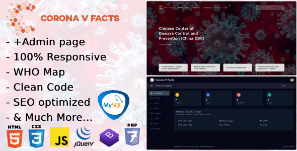 PHP7 Corona Virus Blog Script ( Corona V Facts )