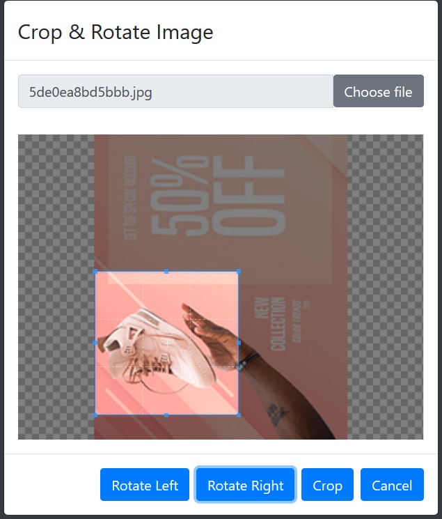 Crop and Rotate image php codeigniter
