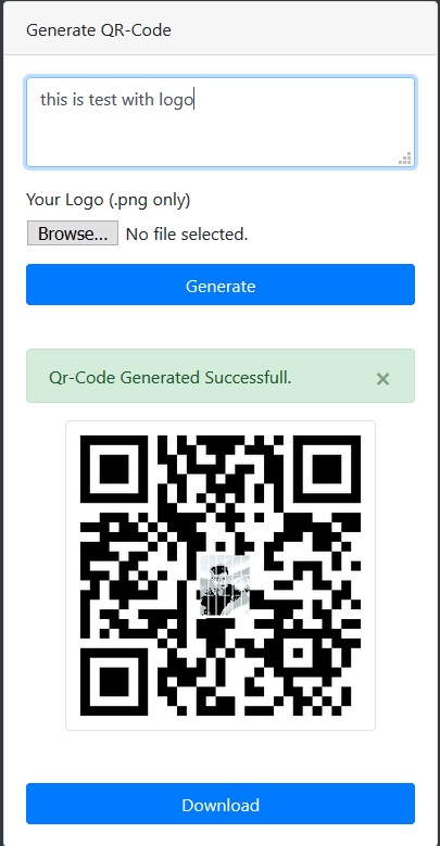 Generate QR-code with logo php codeigniter