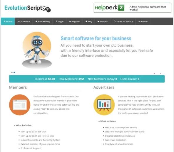 Create a ptc website for u in evolution script