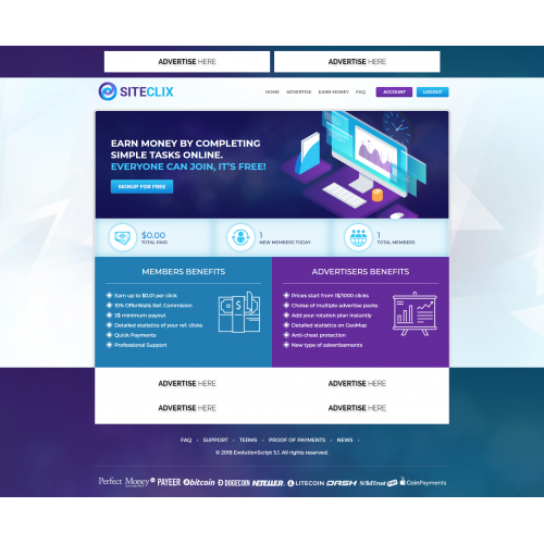 Create a ptc website for u in evolution script