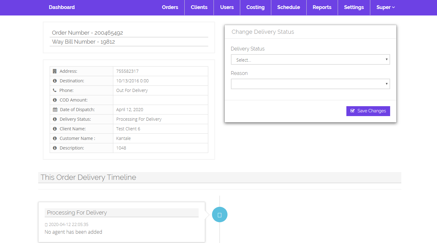 Delivery Management Web Application