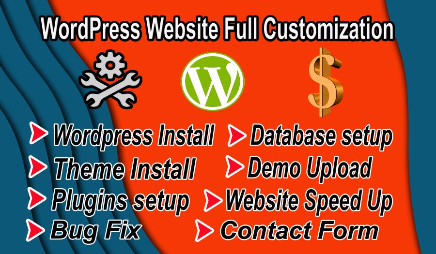 I will install WordPress, theme setup, demo Upload, Speed Up And Do customization