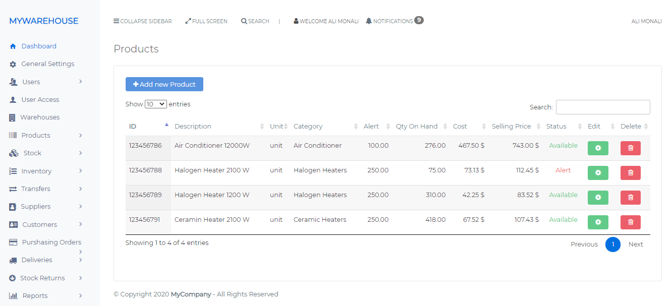 Responsive Warehouse Management System (PHP Script)
