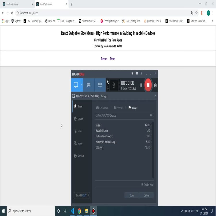 React Swipeable, Touchable Side-Menu