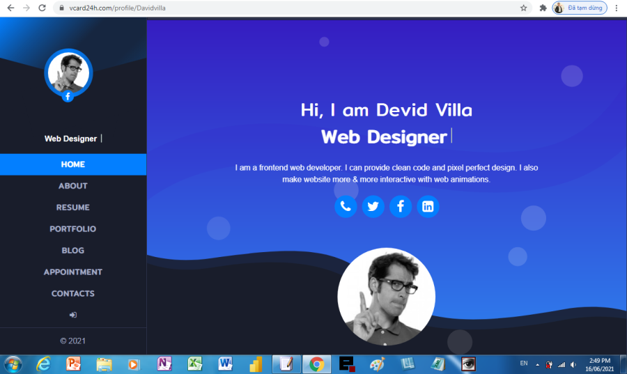 Tool to create a digital business card and portfolio
