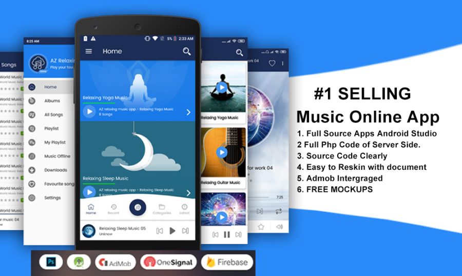 Music Player Online Source Code Android App with Admob