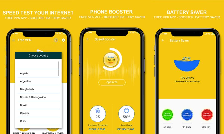 Free VPN, Phone booster, Battery Saver Android App with Admob