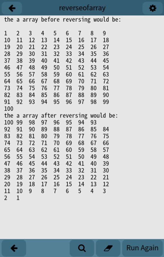 A Simple reversing array program